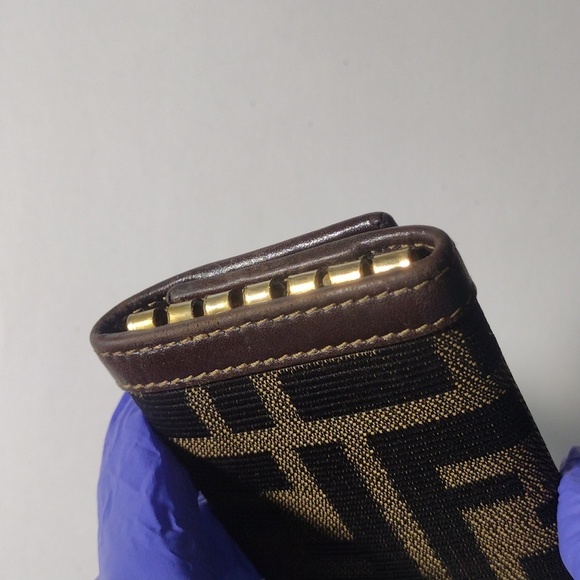 Vintage Fendi Brown leather Zucca Six Hooks Key Case 3.75x2 25-in - Luxury "#03" - Picture 7 of 11